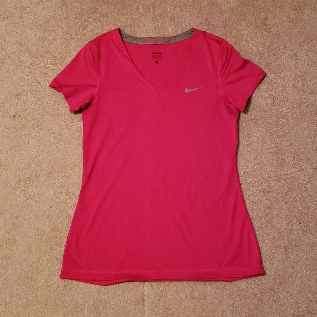 Nike Pro Women's Red V-Neck Teeshirt